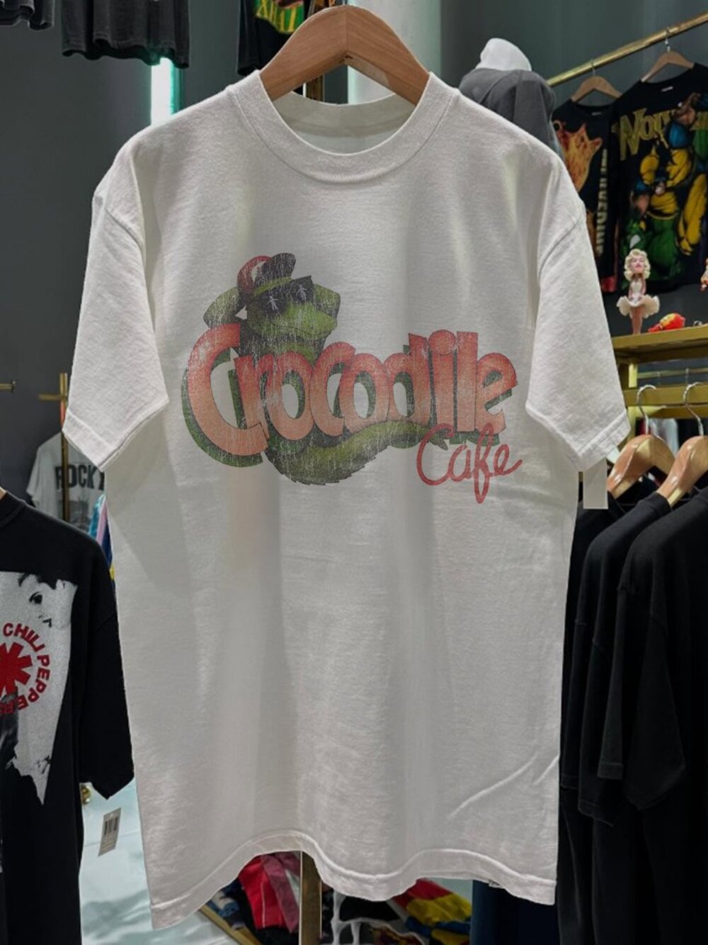 90S Crocodile Cafe Rare White T-Shirt